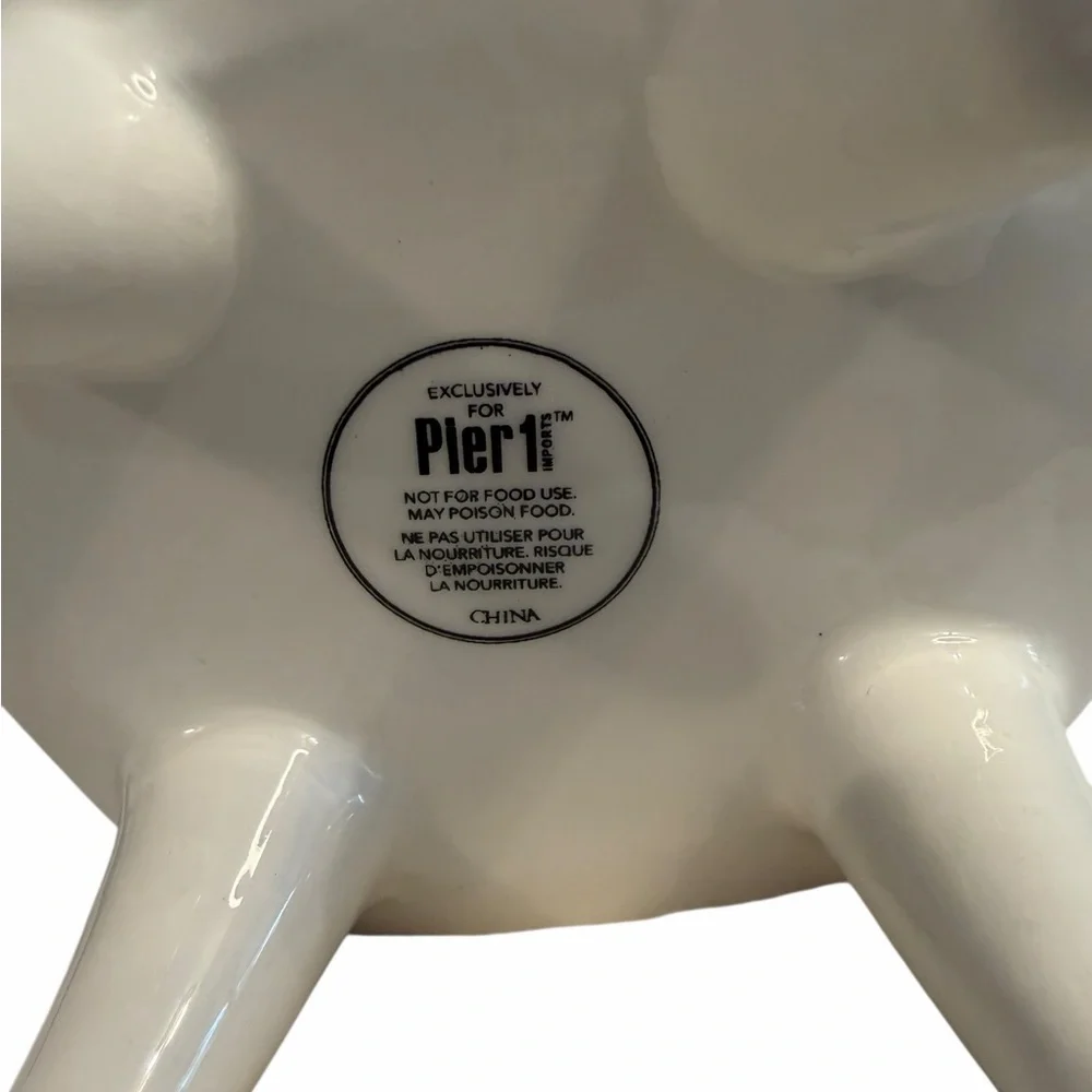 Pier 1 White Ceramic Caticorn Planter/Trinket Holder